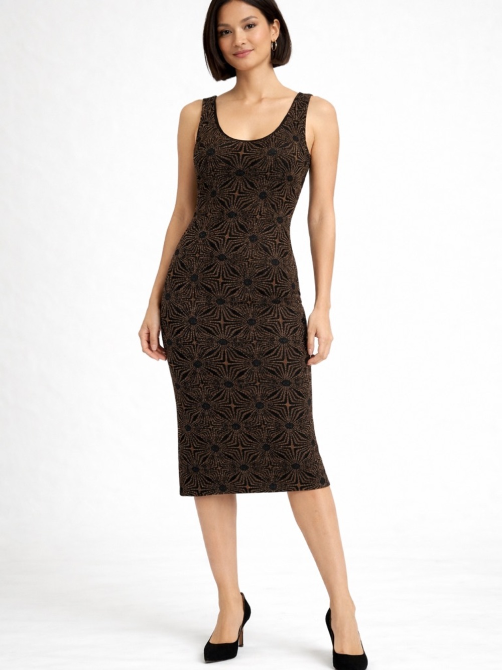 ✨ June & Hudson - Black & Gold Bodycon Dress - Size S ✨